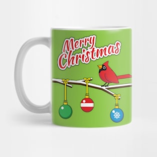 Red Cardinal on Christmas Bare Branch - Merry Christmas Mug